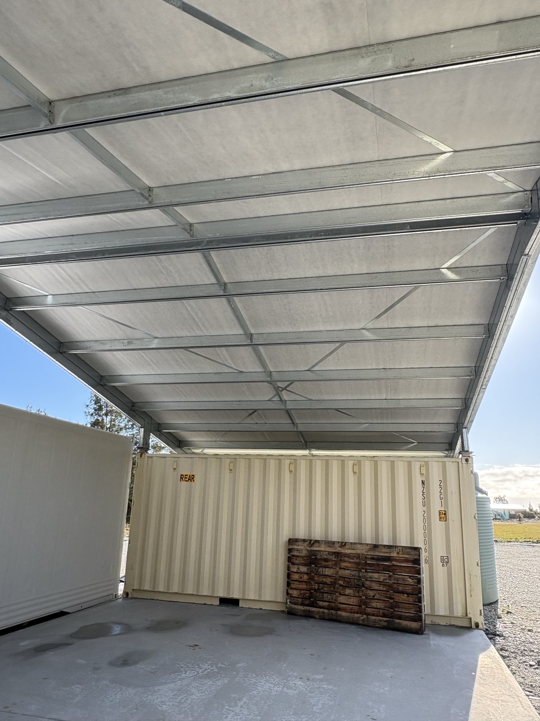 Covered container storage build